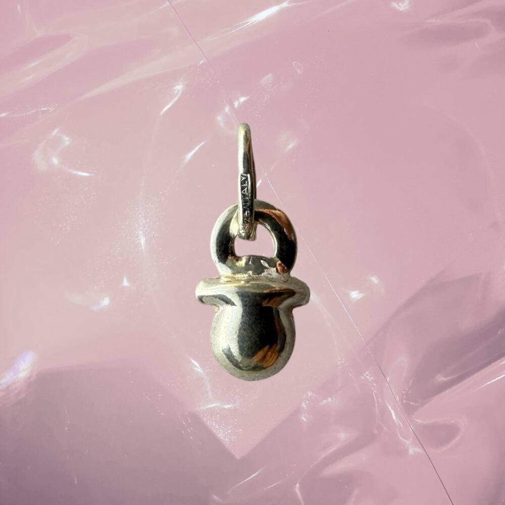 Y2K 925 Sterling silver mini baby pacifier lucky charm pendant fairy core whimsy